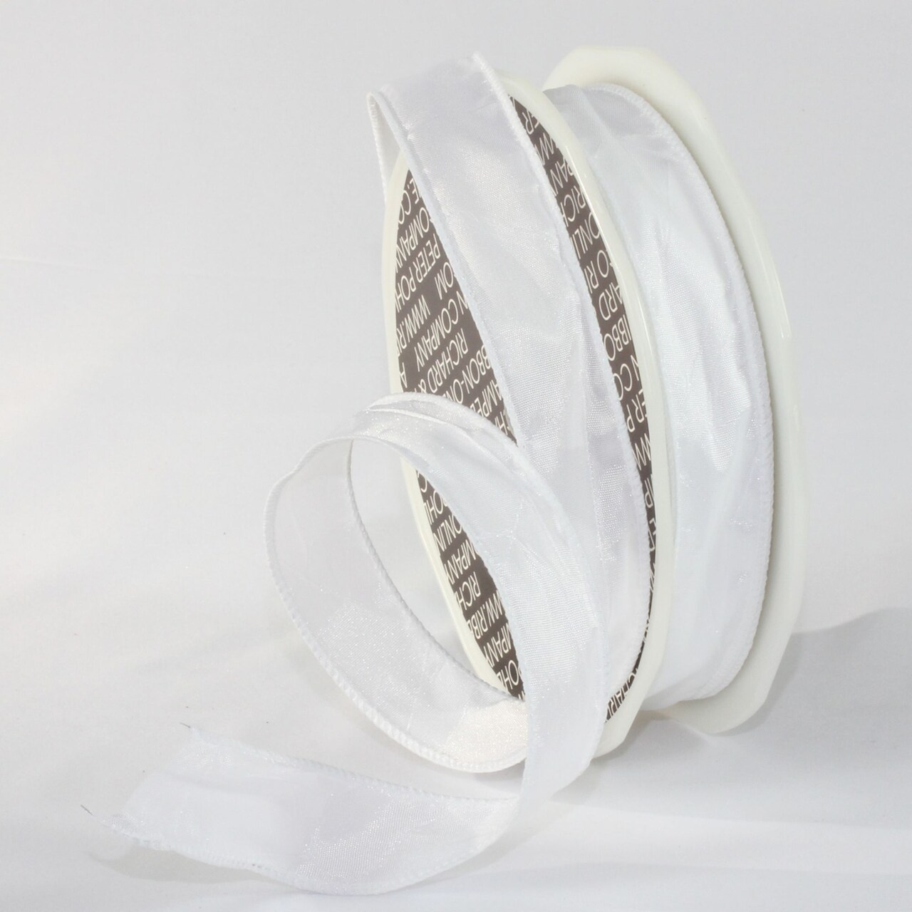 The Ribbon People Classic White Crinkled Satin Wired Craft Ribbon 1" x 54 Yards